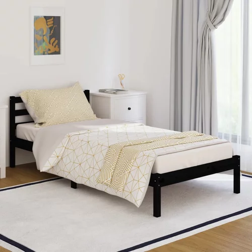 vidaXL Okvir za krevet od masivne borovine 90 x 200 cm crni