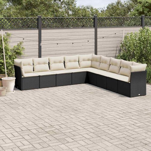  9-dijelni set vrtnih sofa s jastucima crni od poliratana Cijene