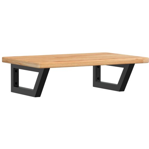  Zidna polica za umivaonik od čelika i masivne hrastovine Smeđa 60 x 40 x 2.5 cm Slike