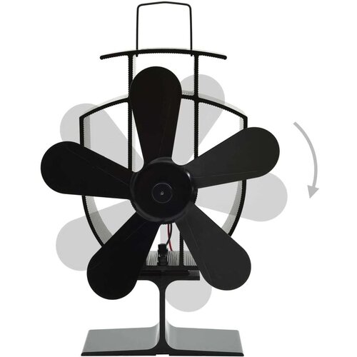 VidaXL Ventilator za peć na toplinski pogon s 5 lopatica crni Slike