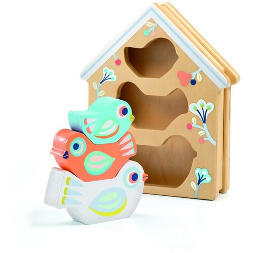 Djeco Otro&amp;scaron;ka lesena sestavljanka Birdhouse Slike