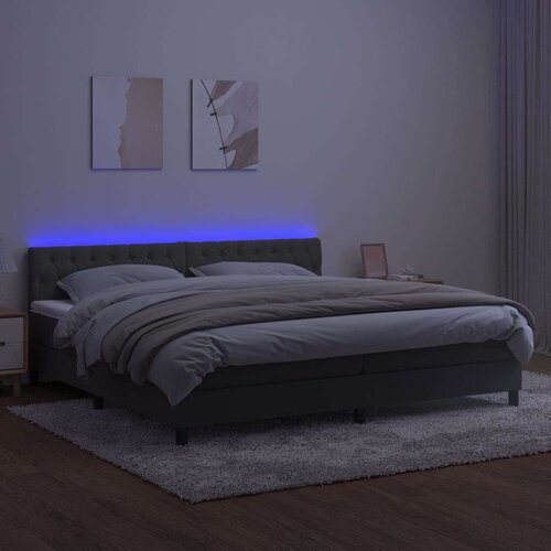  Box spring s madracem LED tamnosivi 200x200 cm bar&amp;scaron;un Slike