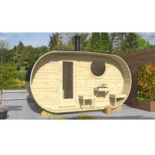 Male kuće Vanjska sauna FORSSA 400 × 235 cm – bez završnog krovnog pokrova Cene