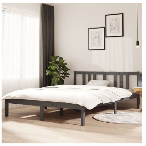  Posteljni okvir siv iz trdnega lesa 140x200 cm Cene
