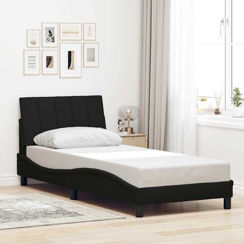 VidaXL posteljni okvir brez vzmetnice Črna 90x190 cm Tkanina Slike