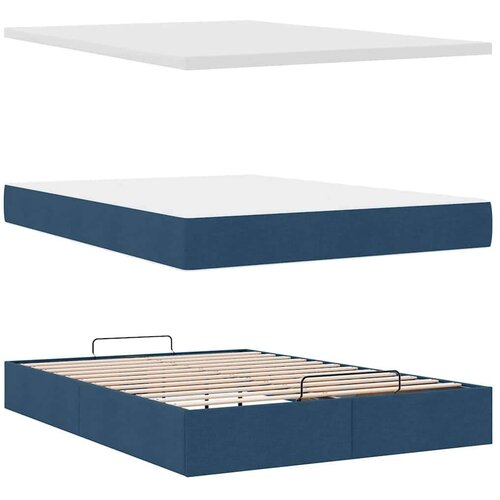  Otomanski okvir kreveta s madracem plavi 140x200cm od tkanine Slike
