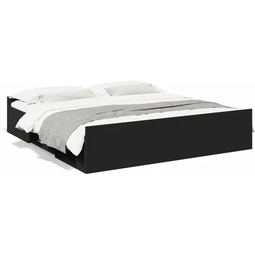 vidaXL Okvir za krevet s ladicama crni 180x200 cm konstruirano drvo