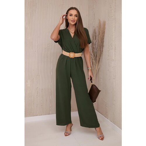 Kesi Jumpsuit with a decorative belt at the khaki-colored waistband Slike