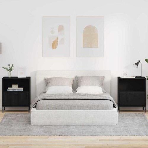  Noćni ormar 2 pcs Crna 49 x 36 x 61 cm Konstruirano drvo Cijene