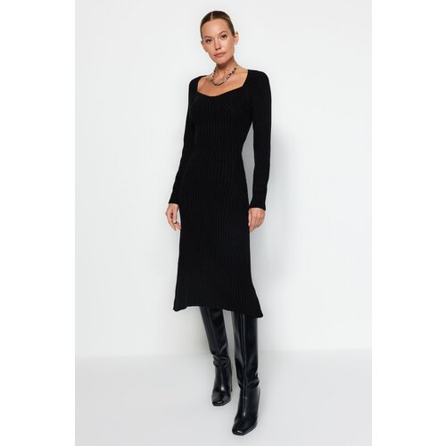 Trendyol Black Straight Sweetheart Neck Knitwear Dress Cijene
