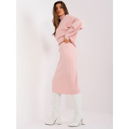 Fashion Hunters Light pink ribbed knit skirt Cene