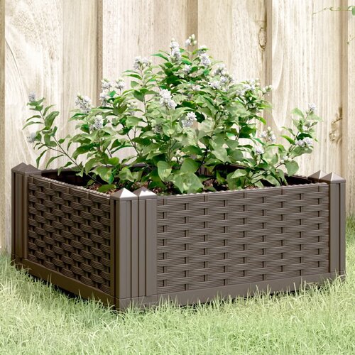 VidaXL Cvetlično korito z zatiči rjavo 42,5x42,5x28,5 cm PP Slike