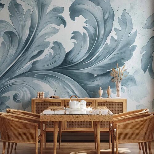  Foto tapeta - Stone Baroque Ornaments in Light Shades of Gray-Blue 500x350 Vodootporna Cene