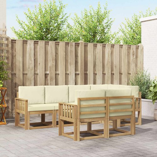  Set vanjskih sofa 7 kom. Bijela i krem Poliester Smeđa 247 x 128,5 x 73 cm Slike