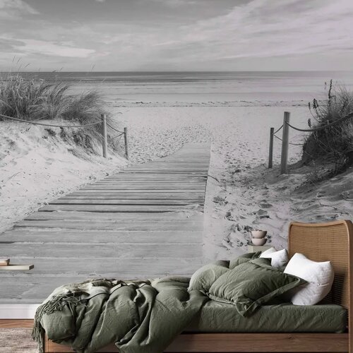  Foto tapeta - On the beach - black and white 147x105 Samoljepljiva Slike