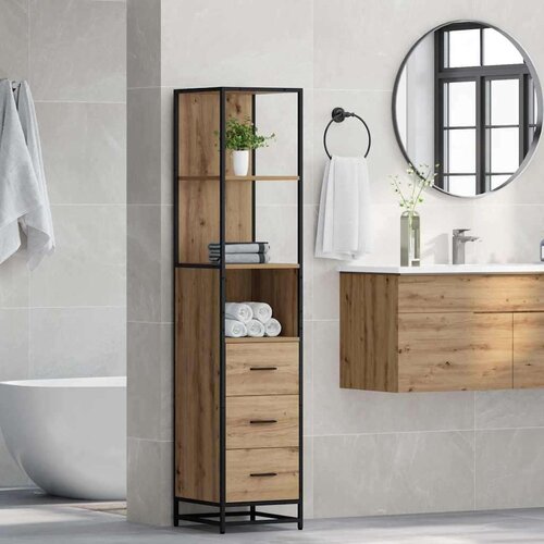 vidaXL Kopalniška omarica s predalom artisan hrast 35 x 37.5 x 166 cm Cene