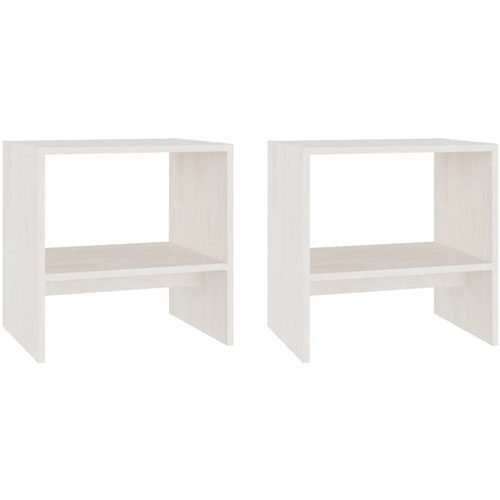 Maison Chic Dvo delni komplet Nočne omarice - Nočne mize bela 40x30,5x40 cm trdna borovina, (21686970) Slike