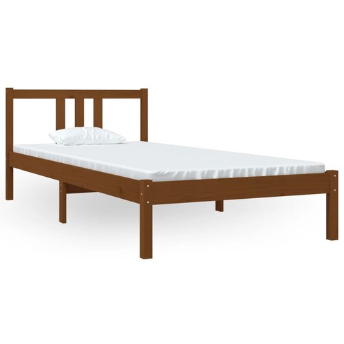 Maison Chic Posteljni okvir - Enojna postelja - Postelja za odrasle medeno rjav iz trdnega lesa 90x200 cm-J8837, (21764460) Slike