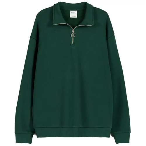 Bershka Sweater majica tamno zelena