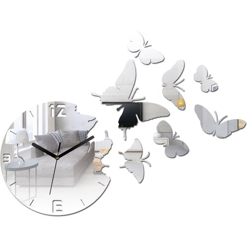 Moderna stenska ura mirror butterflies NH025 (dekorativne) Slike
