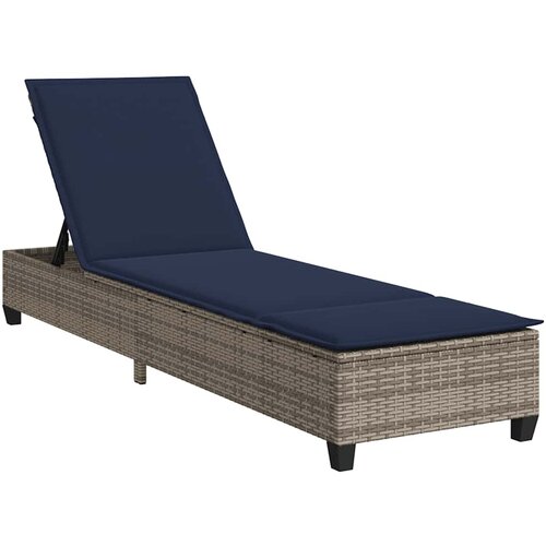 VidaXL Ležaljka s jastucima siva 55x200x25 5 cm poli ratan - Siva 1 Modra Slike