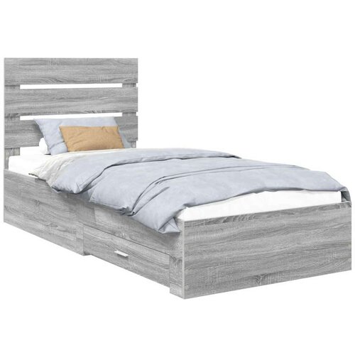 VidaXL Okvir za krevet s ladicama Siva Sonoma 100 x 200 cm - Sivi hrast sonoma 100 x 200 cm Slike