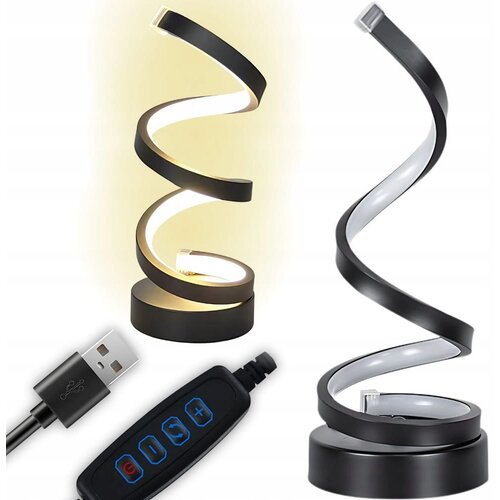  LED spiralna stolna svjetiljka 3 boje svjetlosti USB crna Cene