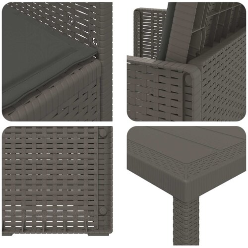  Vrtni set za objed s jastukom 7 pcs Svjetlosiva i antracit PP Slike