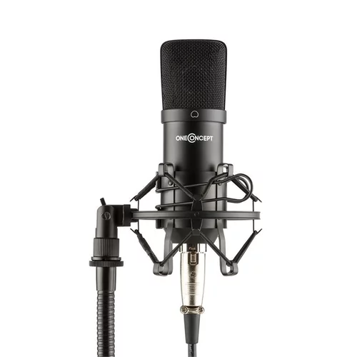 OneConcept Mic-700, studijski mikrofon, O 34 mm, kardioid, pajek, zaščita pred vetrom, XLR, črna