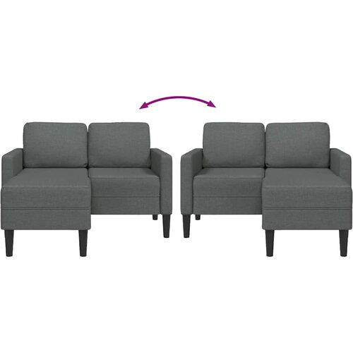  Dvosjed s ležaljkom u obliku slova L, tamno siva, tkanina, 125 cm Slike