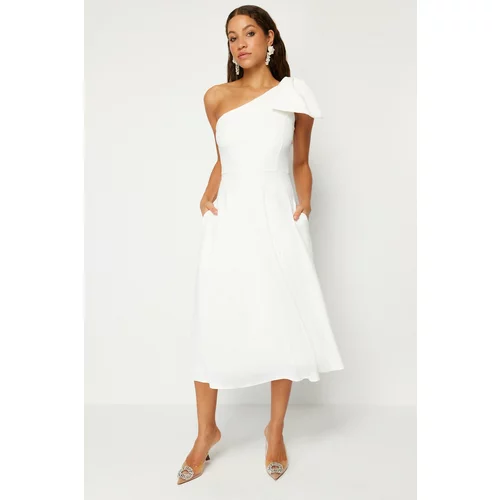 Trendyol White Bow Detail Wedding/Nikah Elegant Evening Dress