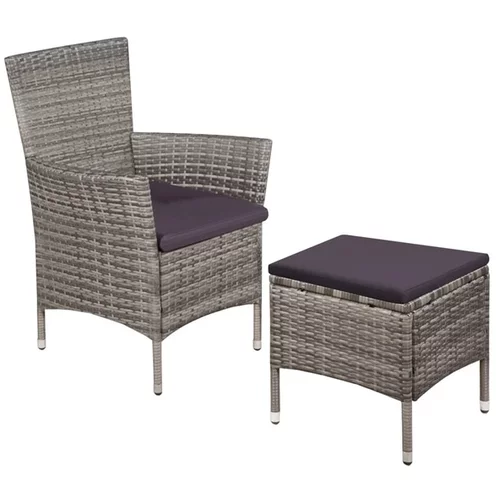  Zunanji stol in stolček z blazinami poli ratan sive barve