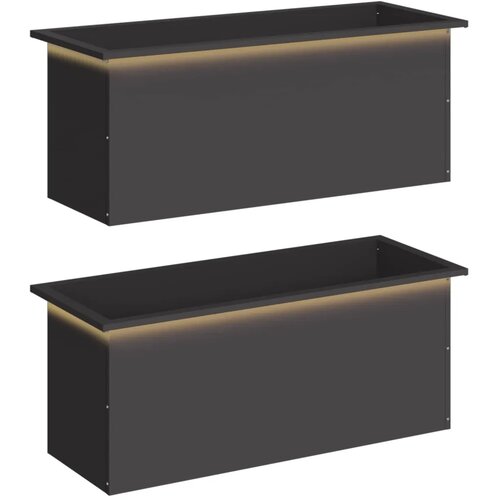  Vrtna posuda za sadnju s LED svjetlom 2 kom. Crna - Crna 40 x 100 x 40 cm 2 Slike