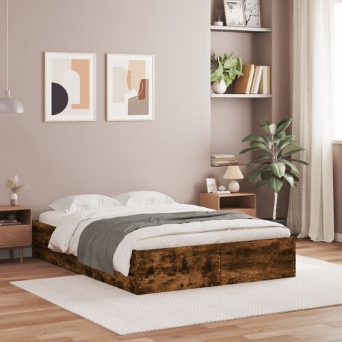 Furnova Posteljni okvir s predali dimljen hrast 120x200 cm inž. les, (21940562) Slike