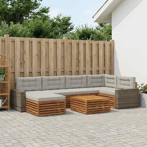  Set vanjskih sofa 7 kom. Prirodna i svjetlosiva Cene