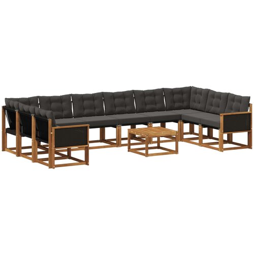  Set vanjskih sofa s jastukom 11 pcs Prirodna i crna Cene