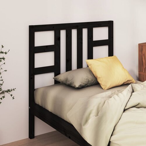 VidaXL Uzglavlje za krevet crno 81 x 4 x 100 cm od masivne borovine Slike