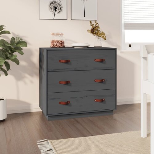 vidaXL Komoda siva 80x40x75 cm trdna borovina Cene