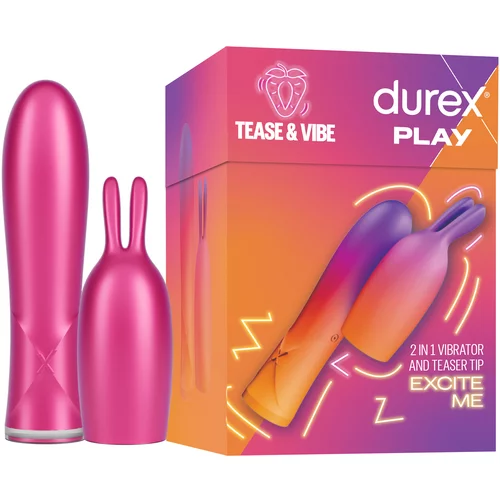 Durex Tease & Vibe - bežični štapni vibrator sa zečićem stimulatorom klitorisa (roza)