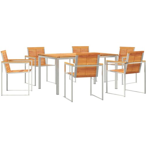  Set za jelo u vrtu od 7 dijelova čvrsto drvo bagrem vanjski stol za jelo 150x90x75 cm čvrsto drvo bagrem Cene