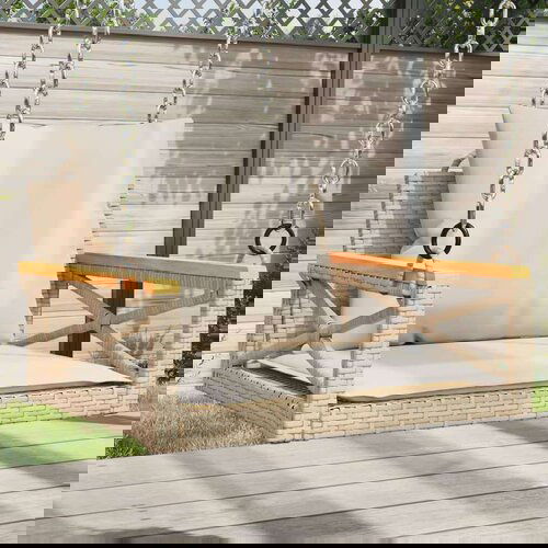  Klupa za ljuljanje s jastucima bež 63x62x40 cm od poliratana Cijene