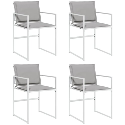 Maison Chic Vrtni stoli - Stol za vrt z blazinami 4 kosi belo jeklo in tekstilen JS2200, (21877132) Slike
