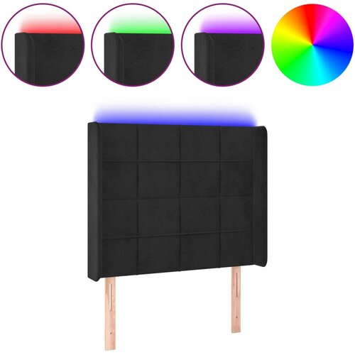 Maison Chic LED posteljno vzglavje - Vzglavna omarica črno 93x16x118/128 cm žamet, (22077196) Slike
