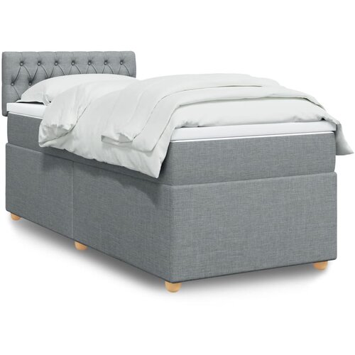 vidaXL Box spring postelja z vzmetnico svetlo siva 90x200 cm blago Cene