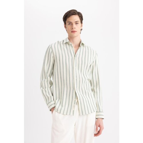 Defacto Regular Fit Polo Neck Long Sleeve Striped Shirt Slike