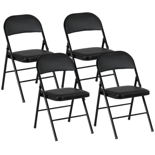 Nesta Set 4 zložljivih stolov, prenosni pisarni&scaron;ki stoli, kovinske noge, umetno usnje, črni, za pisarno, recepcijo in čakalnico, (5000493451) Cene