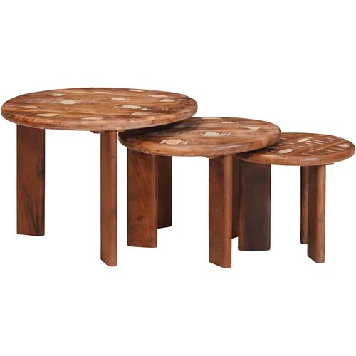  Stolovi za kavu na sklapanje 3 pcs Čvrsto reciklirano drvo Slike