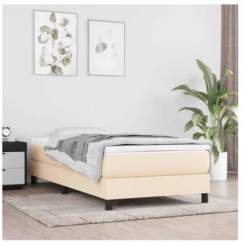  Box spring postelja z vzmetnico krem 80x200 cm blago Cene