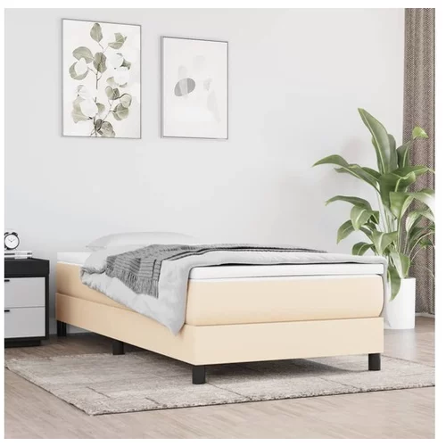  Box spring postelja z vzmetnico krem 80x200 cm blago