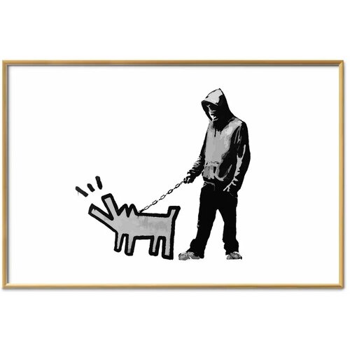  Plakat - Dog Art 90x60 Zlatni okvir s margom Cene